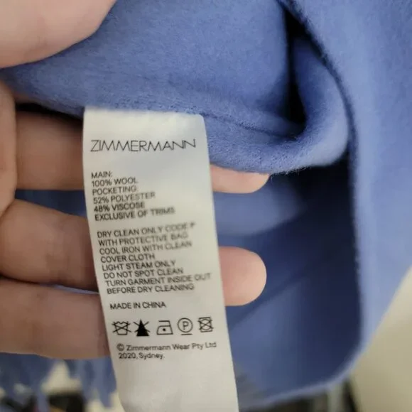Zimmermann Fringe Wool Wrap Coat Periwinkle 1 Small